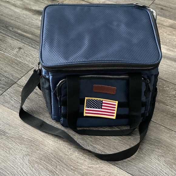 Other - Stylish Navy Duffel Bag with Flag Patch